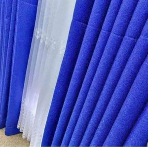 Royal blue curtain and white sheer for Window and Door