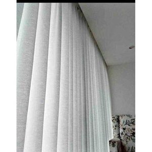 1PC White Heavy Curtain Sheer For Window And Door With Eyelet Rings And 50% Blackout