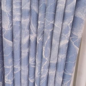 2pcs sky blue heavy curtain with white pattern