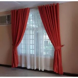 Red Curtain And Sheers For Window And Door Sitting Room Bedroom And Balcony