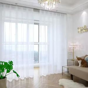 White Heavy Sheer For Window With 2.4M Height (Eyelet Header Design).