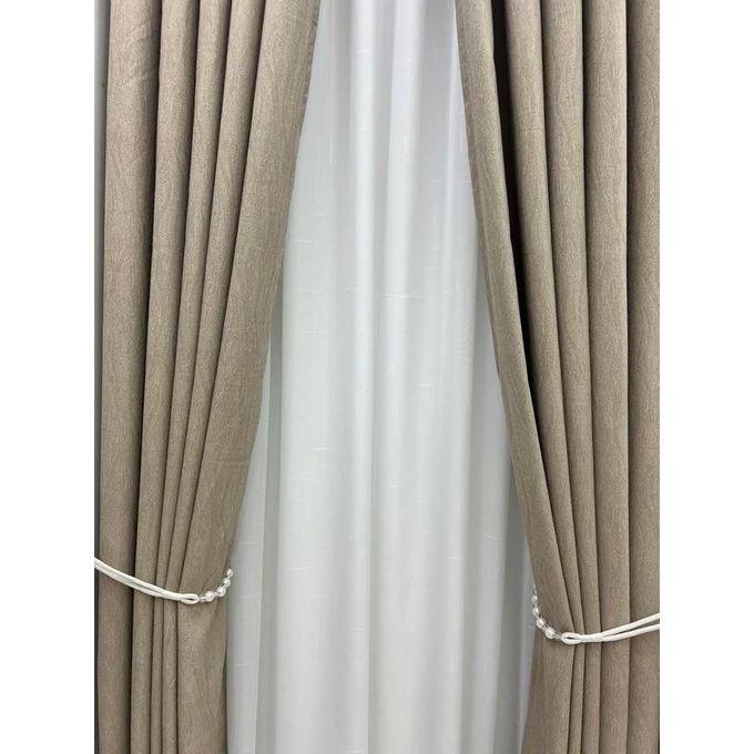 2pcs Heavy New curtain (2m Each) with 1pc Heavy White Plain Sheer (3m). Both curtains and sheer have Eyelet Header For Easy Installation and premium Look
