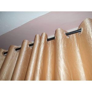 GOLD CURTAINS 2Pcs (1.5m Each) With 2M WHITE HEAVY SHEER For Living Room Window And Door