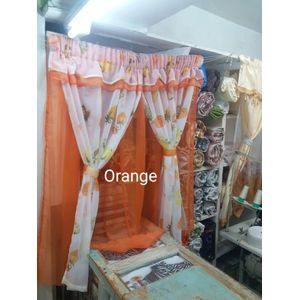 ORANGE 1PCS plain Of New Style Kitchen sheers attached to 2pc sheer And 1.12M Height) Unique Kitchen 3m Sheers