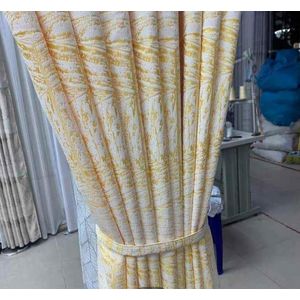 2Pcs Heavy Curtain Cream And Gold Patterns