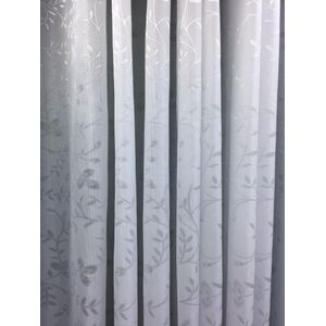 1Pc Modern White Window Patterned Sheers Ideal For Living Room/bedroom/dining Room/study Room/home Office. With White Plastic Eyelets