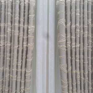 2pcs Heavy Grey Curtain With Pattern
