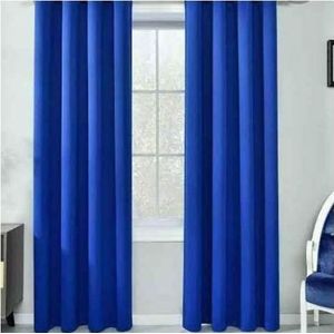 2PCS Royal Blue Curtain And 1PCS White Light Sheer For Window And Door