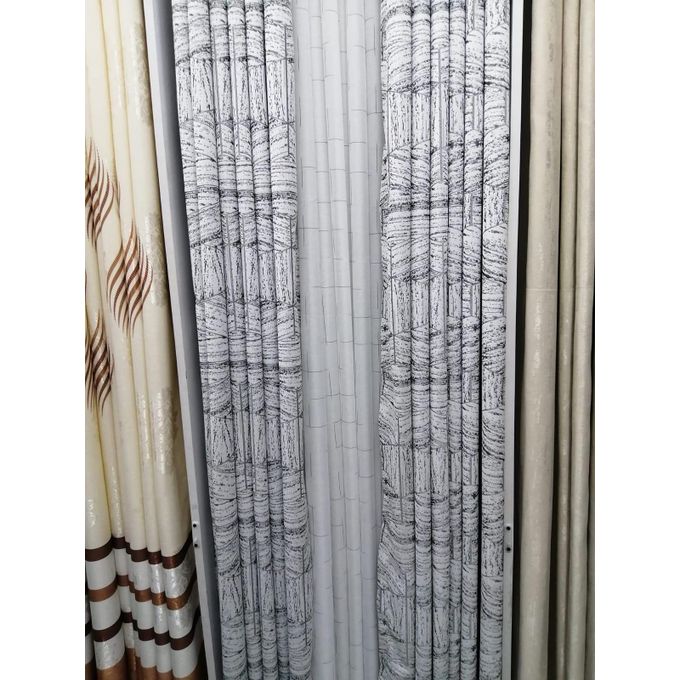 2Pcs Heavy Blackout Curtain Zigzag Patterns and Eyelet Header (1.5M Each) With White Sheer with Rod Pocket Header (2M).