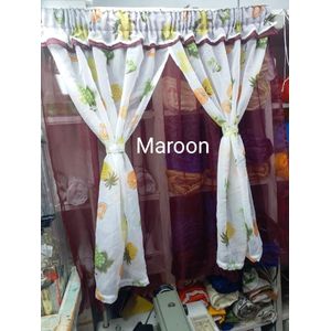 MARRON 1PCS plain Of New Style Kitchen sheers attached to 2pc sheer And 1.12M Height) Unique Kitchen 3m Sheers