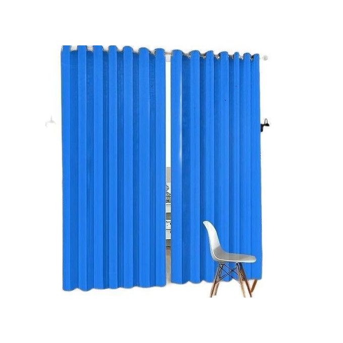 2Pcs Sky Blue Blackout Curtains (1.5m+1.5m) with 1pc Heavy White Sheer (2m), all Panels Have an Eyelet Header and a Height of 2.4m