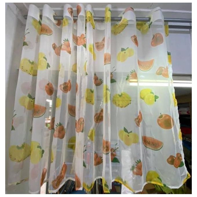 2Pcs Floral Kitchen Sheer Each Measuring 1.5m in Length and 1.3m in Height, with Eyelet Header