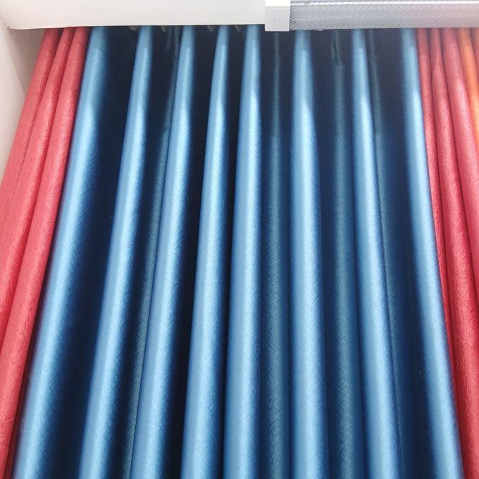 Two Pieces NEW Blue Embossed modern blackout curtains (1.5m+1.5m) with 1pc heavy white sheer (2m).All panels have an eyelet header and a height of 2.4m