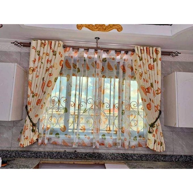 TWO Pieces 1.5M curtain 1PCS marching sheer measuring 2m for kitchen window
