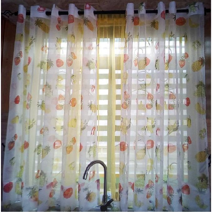 2Pcs Floral Kitchen sheer each measuring 1.5n in length and 1.3m in height, with Eyelet Header