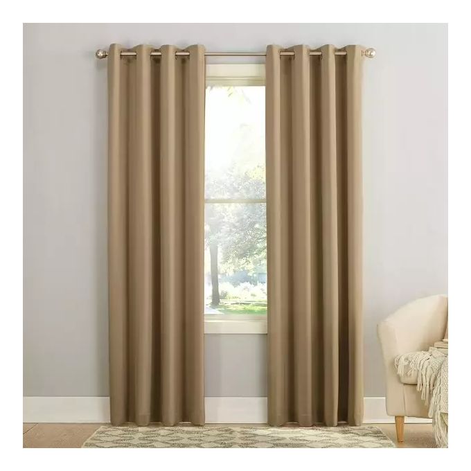 2Pcs Beige Curtains (1.5M +1.5M) + 1Pc FREE SHEER (2M)