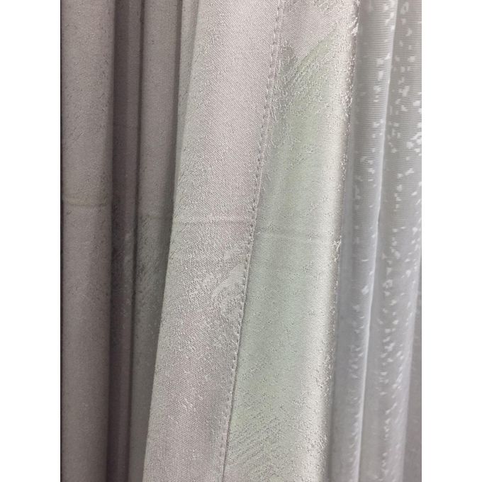2PCS Modern Window Curtains Beige Patterned Measuring 2M+2M With A 1Pc Sheer 3M. Ideal For Living Room/bedroom/dining Room/study Room/home Office (exclusive Sheer). With White Plastic Eyelets