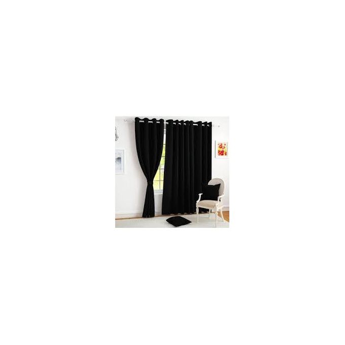 2Pcs Curtains black (1.5M Each) + 1Pc FREE WHITE SHEER 2M