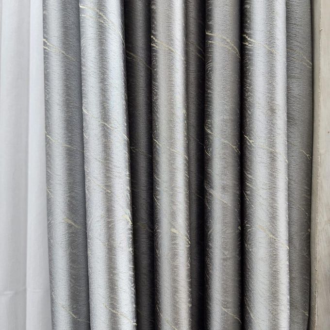 2pcs Textured Curtain (Each 1.5M) with 1Pc Sheer 1.5M