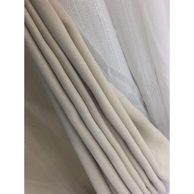 2PCS Modern Window Curtains Cream White Measuring 2M+2M With A 1Pc Sheer 3M. Ideal For Living Room/bedroom/dining Room/study Room/home Office (exclusive Sheer). With White Plastic Eyelets