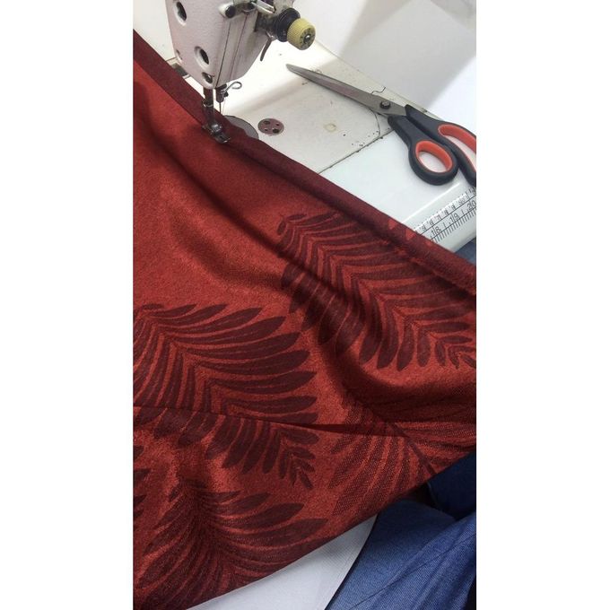 2PCS Modern Window Curtains Red Patterned Measuring 2M+2M With A 1Pc Sheer 3M. Ideal For Living Room/bedroom/dining Room/study Room/home Office (exclusive Sheer). With White Plastic Eyelets