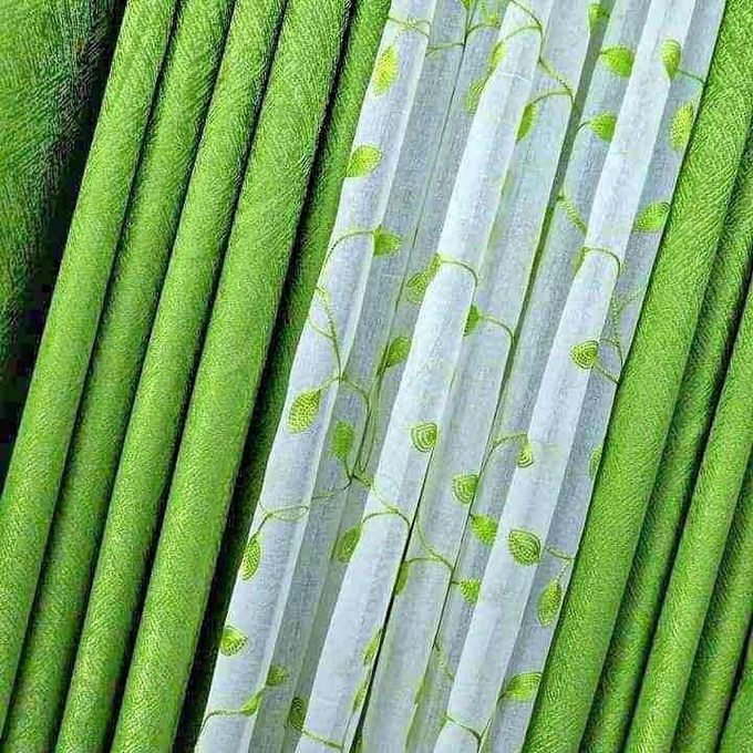 Modern GREEN Curtains (2 panels 1.5m each) with a 2m WHITE MATCHING sheer