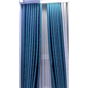 2Pcs Blue Backout Curtain with eyelet header (2m each) with 1Pc white Sheer with rod pocket header (3m)