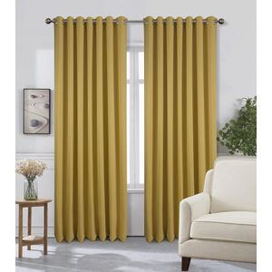 2Pcs Beige Curtain 1.5m+1.5m + 1pc Free Sheer