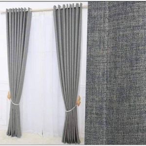 GREY CURTAINS(ngunia) 2Pcs (1.5m Each) With 2M HEAVY WHITE SHEER For Living Room Window And Door