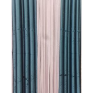 2Pcs Dark Green Heavy Curtain With  Patterns