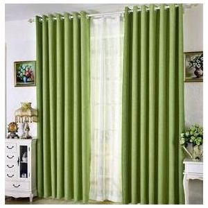 2Pcs Blackout Green Curtains (1.5m+1.5m) with 1pc of Heavy White Sheer (2m), all panels have an Eyelet Header and a Height of 2.4m