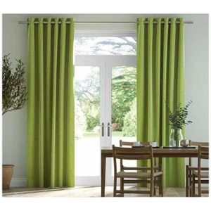    Green Curtain 2Pcs (1.5m)each 2M White sheer For living room window and door