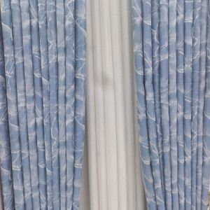 2Pcs Sky blue Curtains with white Patterns 