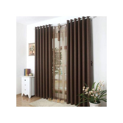 2Pcs (2M Each) Brown Window Curtains For Living Room  + FREE 3M White SHEER