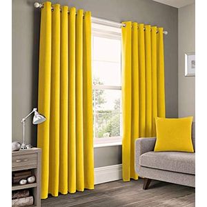 Mustard Yellow CURTAINS 2Pcs (1.5m Each) Each 2M WHITE SHEER With FREE 2m Single Curtain Rod – Elegant Window Drapes For Living Room & Bedroom.