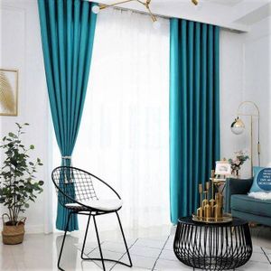 2PCS OF TURQUOISE BLUE  Curtain And 1PCS  White Sheer For Window And Door