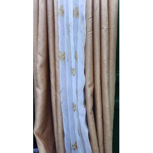 2Pcs Special Gold Curtains 3M (1.5M +1.5M) + 1Pc FREE White Embroidered Sheer (2M) window with a length of 1.5 meters  is best served by a 3-meter curtain.