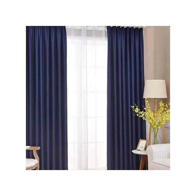 2Pcs Navy Blue Curtains (1.5m+1.5m) with 1Pc White Heavy Sheer (2m), All Panels Have an Eyelet Header and a Height of 2.4m
