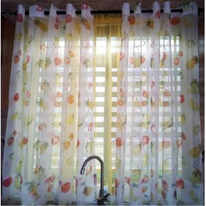 2Pcs Floral Kitchen Sheer Each Measuring 1.5m in Length and 1.3m in Height, with Eyelet Header