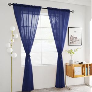 Navy Blue Sheer For Living Room window And Door