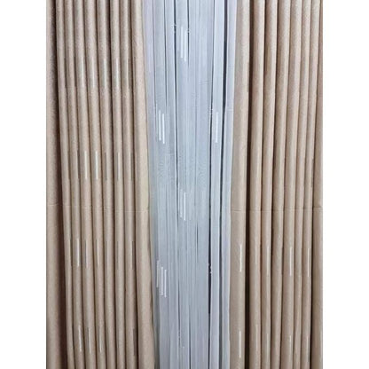 2Pcs Heavy Blackout Zigzag Patterns and Eyelet Header (1.5M Each) with White Heavy Sheer with Rod Pocket Header (2M)