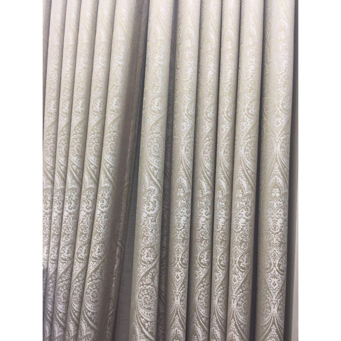 2PCS Modern Window Curtains Beige Patterned Measuring 2M+2M With A 1Pc Sheer 3M. Ideal For Living Room/bedroom/dining Room/study Room/home Office (exclusive Sheer). With White Plastic Eyelets