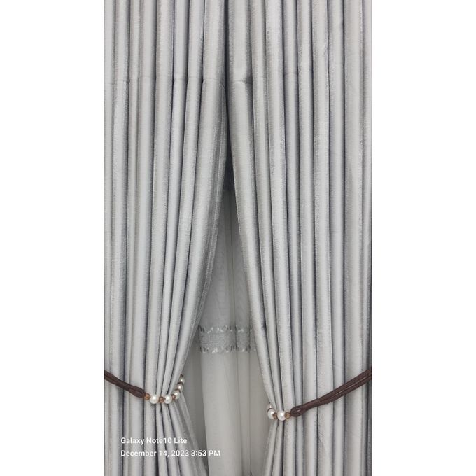 2PCS Modern Window Curtains Light Grey Measuring 2M+2M With A 1Pc Sheer 3M. Ideal For Living Room/bedroom/dining Room/study Room/home Office (exclusive Sheer). With White Plastic Eyelets