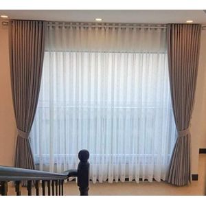 2pcs New Fashion Blackout curtains (3m Each) with 1pc Heavy White Plain Sheer (5m). Both Curtains and sheer have Eyelet Header for easy Installation 
