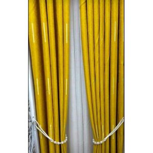 2pcs Heavy Blackout Patterned Mustard Yellow Curtains and Eyelet Header (2m Each) with White Heavy Sheer with Eyelet Header (3M)