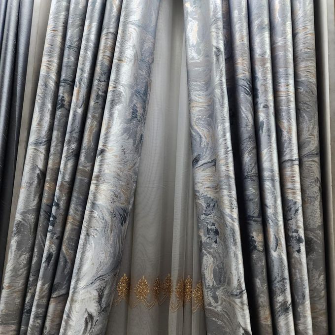 2pcs Textured Curtain (Each 1.5M) with 1Pc Sheer 1.5M