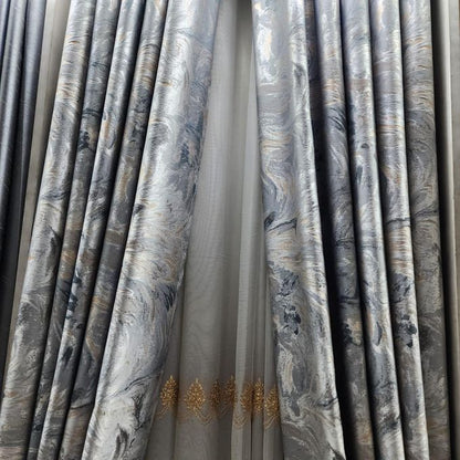 2pcs Textured Curtain (Each 1.5M) with 1Pc Sheer 1.5M