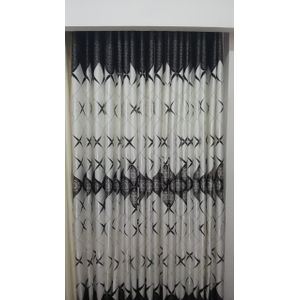 Two Pcs Heavy Blackout Patterned Curtain and Eyelet Header (1.5m Each) with White Heavy Embroidered Sheer with Rod Pocket Header(2m).
