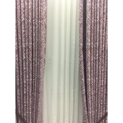 2PCS Modern Window Curtains Maroon Patterned Measuring 2M+2M With A 1Pc Sheer 3M. Ideal For Living Room/bedroom/dining Room/study Room/home Office (exclusive Sheer). With White Plastic Eyelets