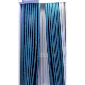 2Pcs Blue Blackout Curtain with eyelet header (2m each) with 1Pc white Sheer with rod pocket header (3m) 